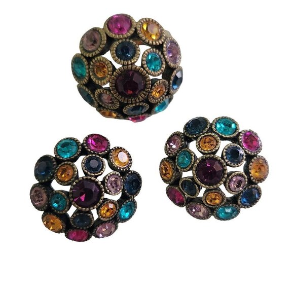 Vintage Avon Stone Earrings Matching Ring - Picture 1 of 4